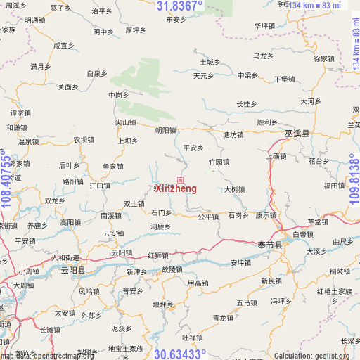 Xinzheng on map