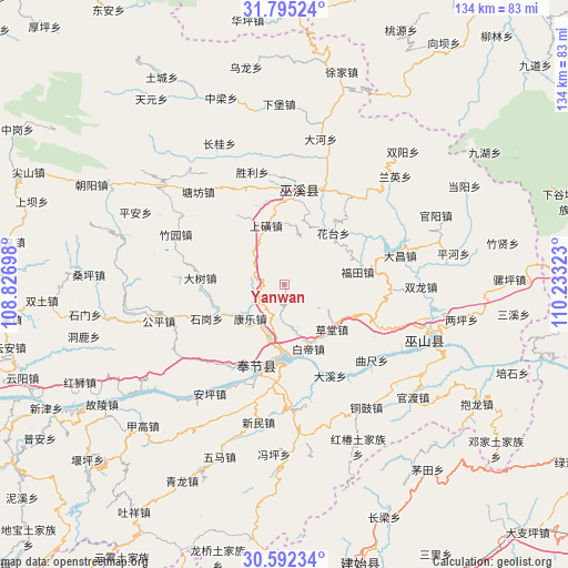 Yanwan on map