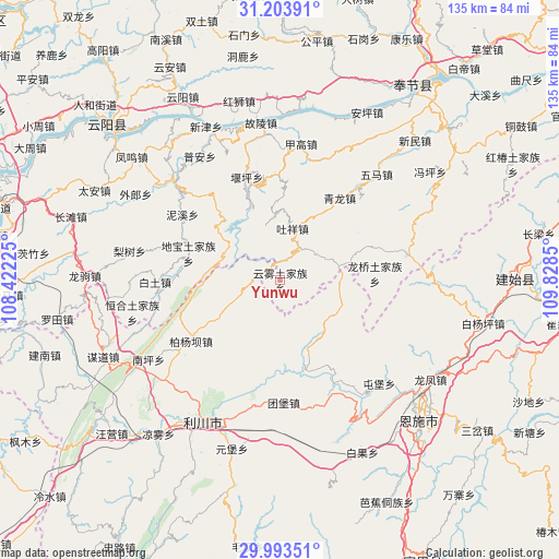 Yunwu on map