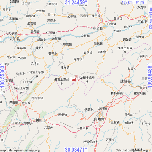 Taihe on map