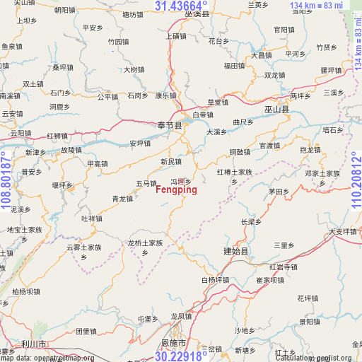 Fengping on map