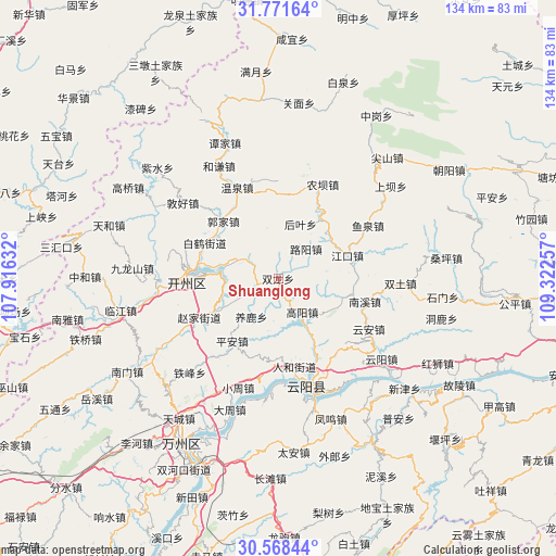 Shuanglong on map