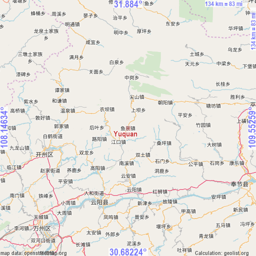 Yuquan on map