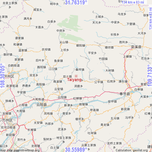 Taiyang on map