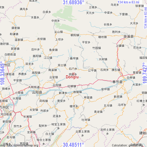 Donglu on map