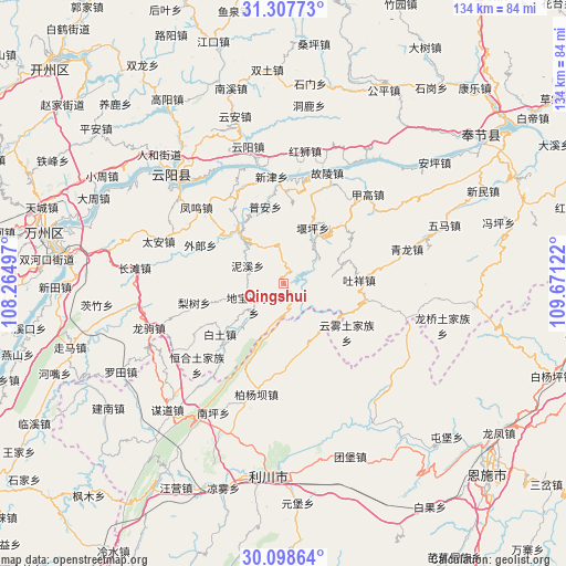 Qingshui on map