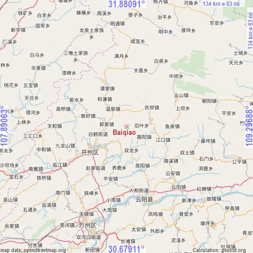 Baiqiao on map