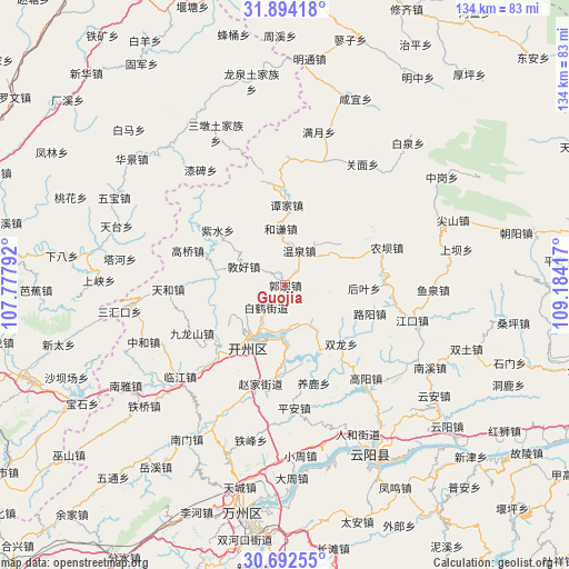 Guojia on map