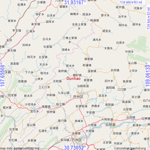 Dunhao on map