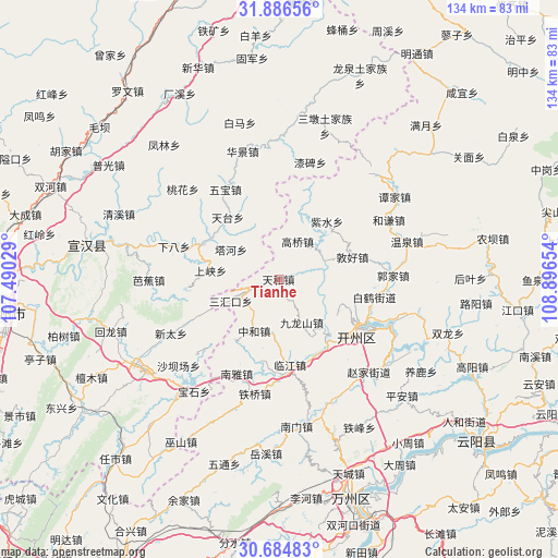 Tianhe on map