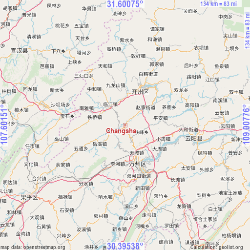 Changsha on map