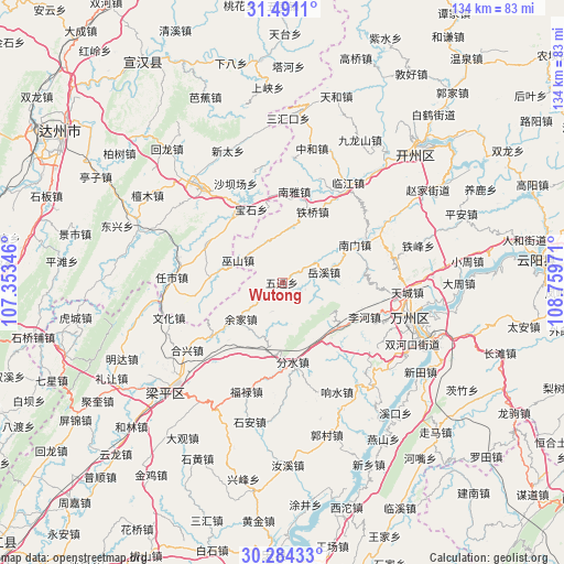 Wutong on map