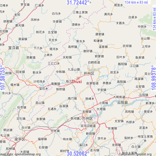 Zhuxi on map