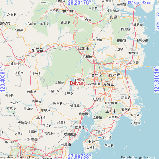 Beiyang on map