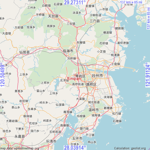 Xinqian on map