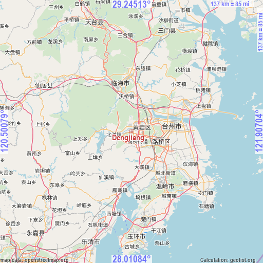 Dengjiang on map