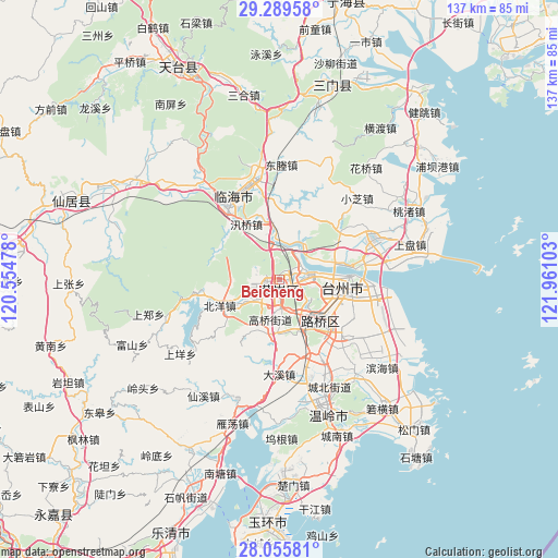 Beicheng on map