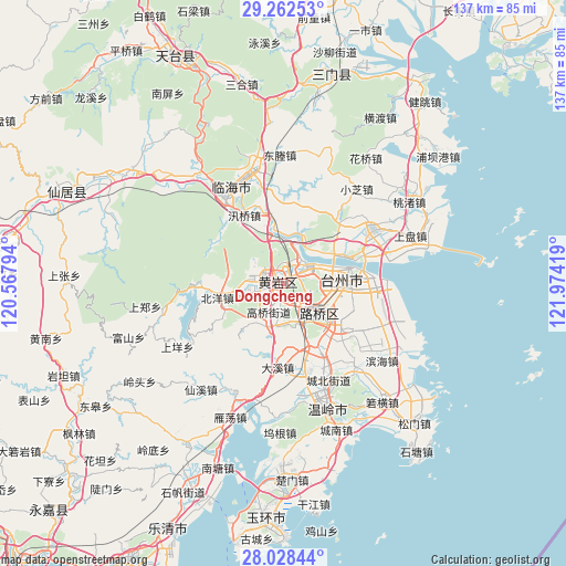 Dongcheng on map