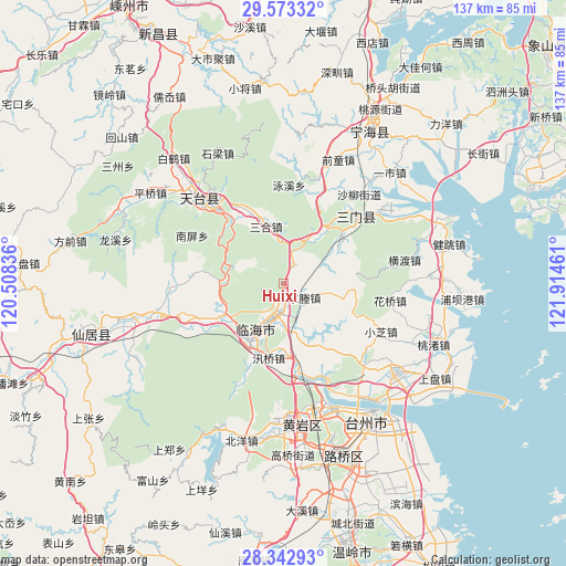 Huixi on map