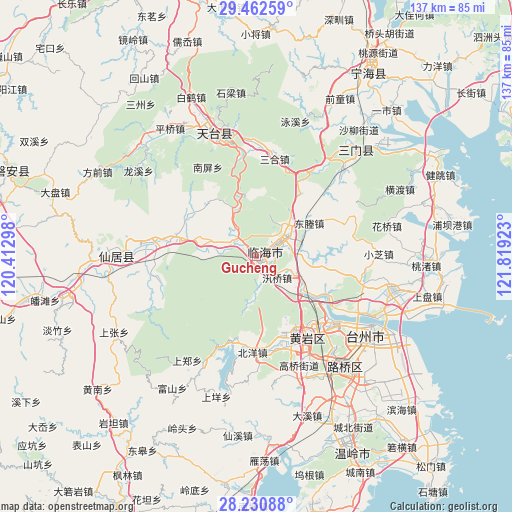 Gucheng on map