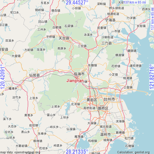 Jiangnan on map