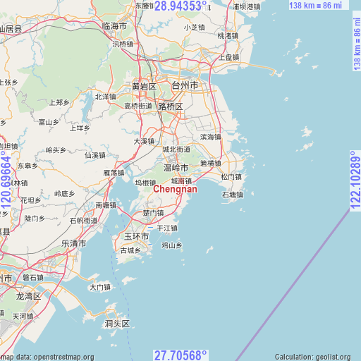 Chengnan on map