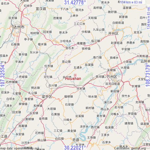 Houshan on map