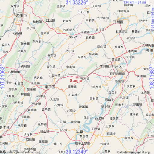 Sunjia on map