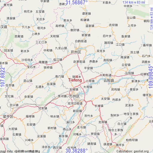 Tiefeng on map