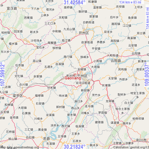 Gaoliang on map