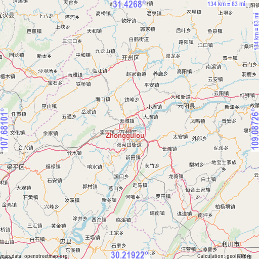 Zhonggulou on map