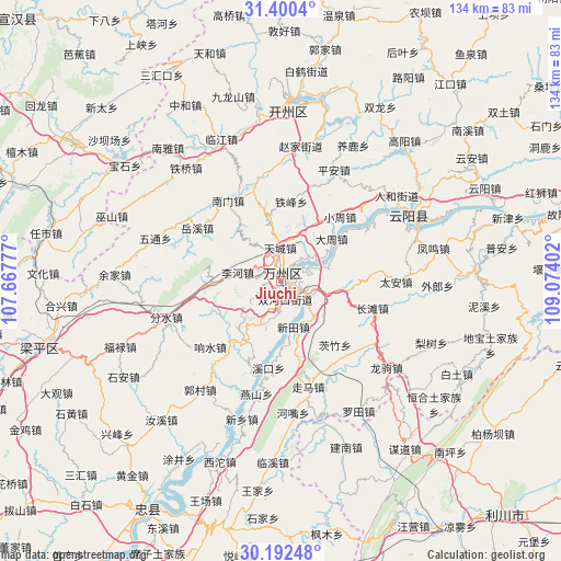 Jiuchi on map