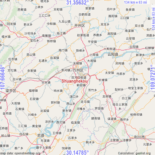 Shuanghekou on map