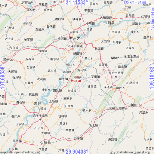 Hezui on map