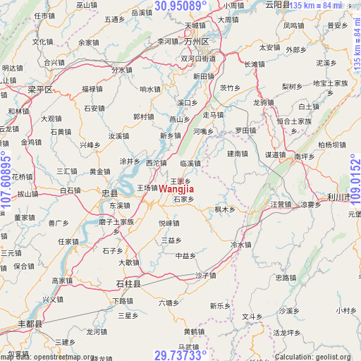 Wangjia on map