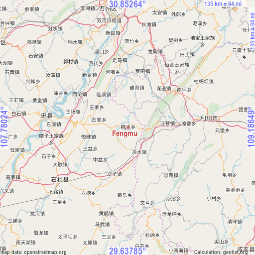 Fengmu on map