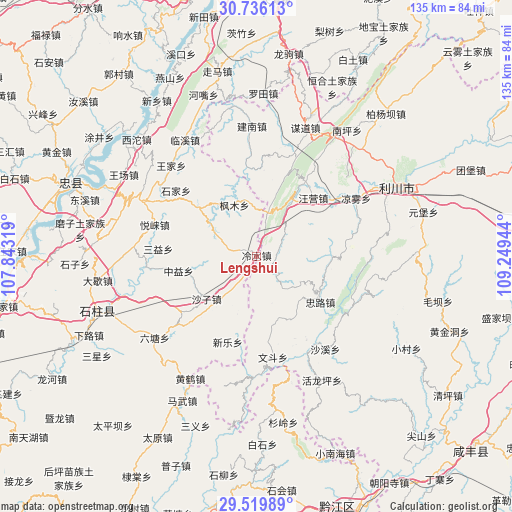 Lengshui on map