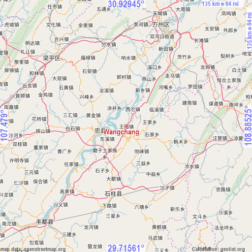 Wangchang on map