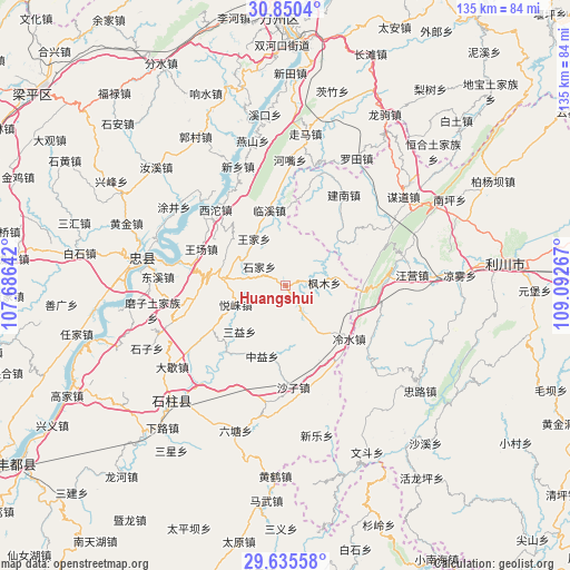 Huangshui on map