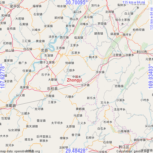 Zhongyi on map