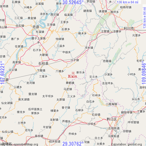 Xixin on map