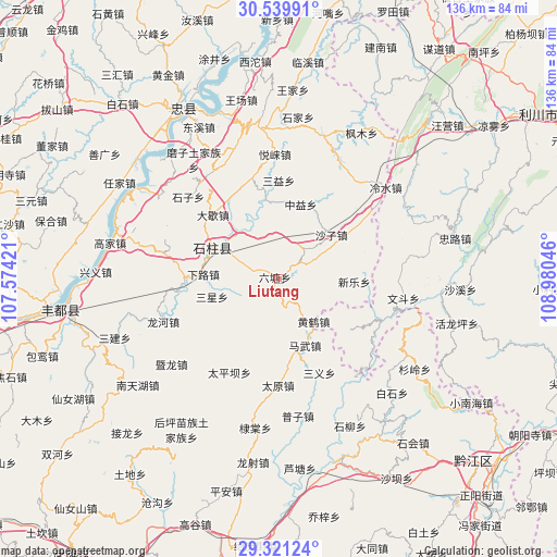 Liutang on map