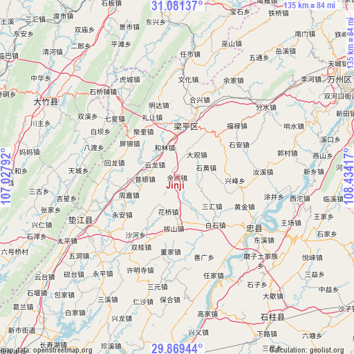 Jinji on map