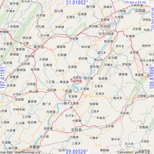 Tujing on map