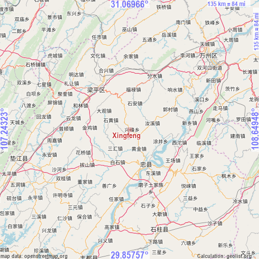 Xingfeng on map