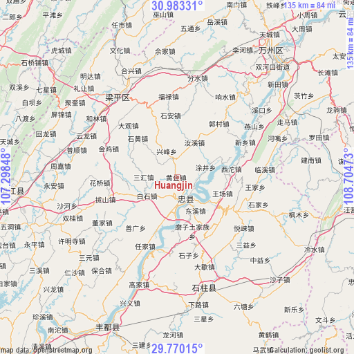 Huangjin on map