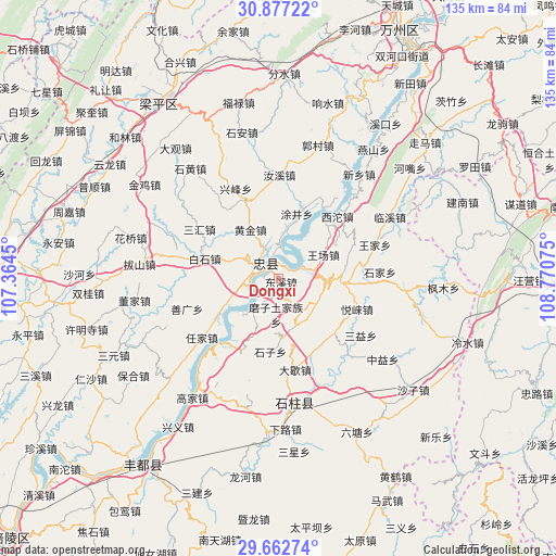 Dongxi on map