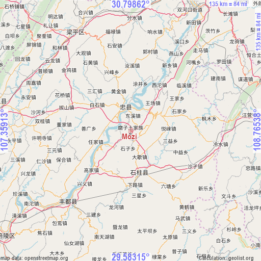 Mozi on map