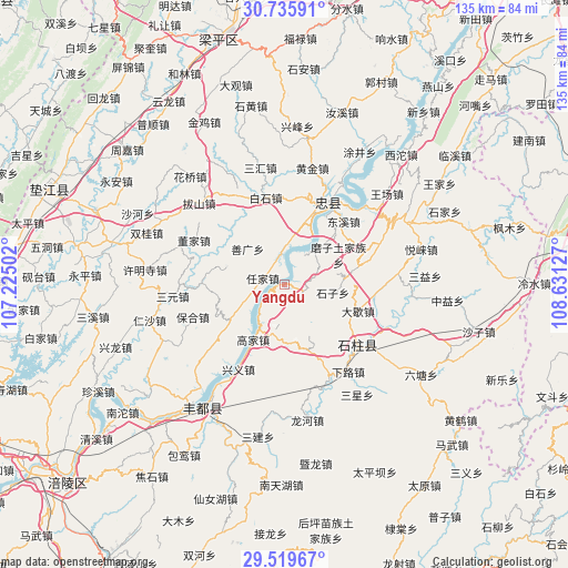 Yangdu on map