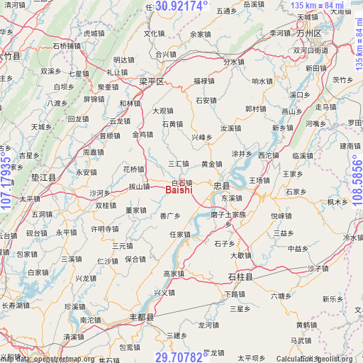 Baishi on map